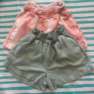2 pairs- Wonder Nation Pink 7/8 - Pink/White & sage High Waist Shorts w/pockets